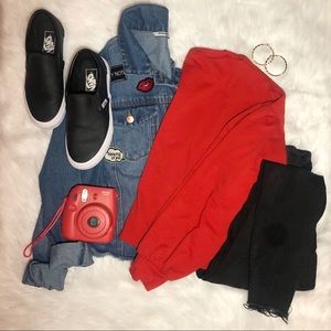 Forever 21 Red-Orange cropped long sleeve shirt ❤️